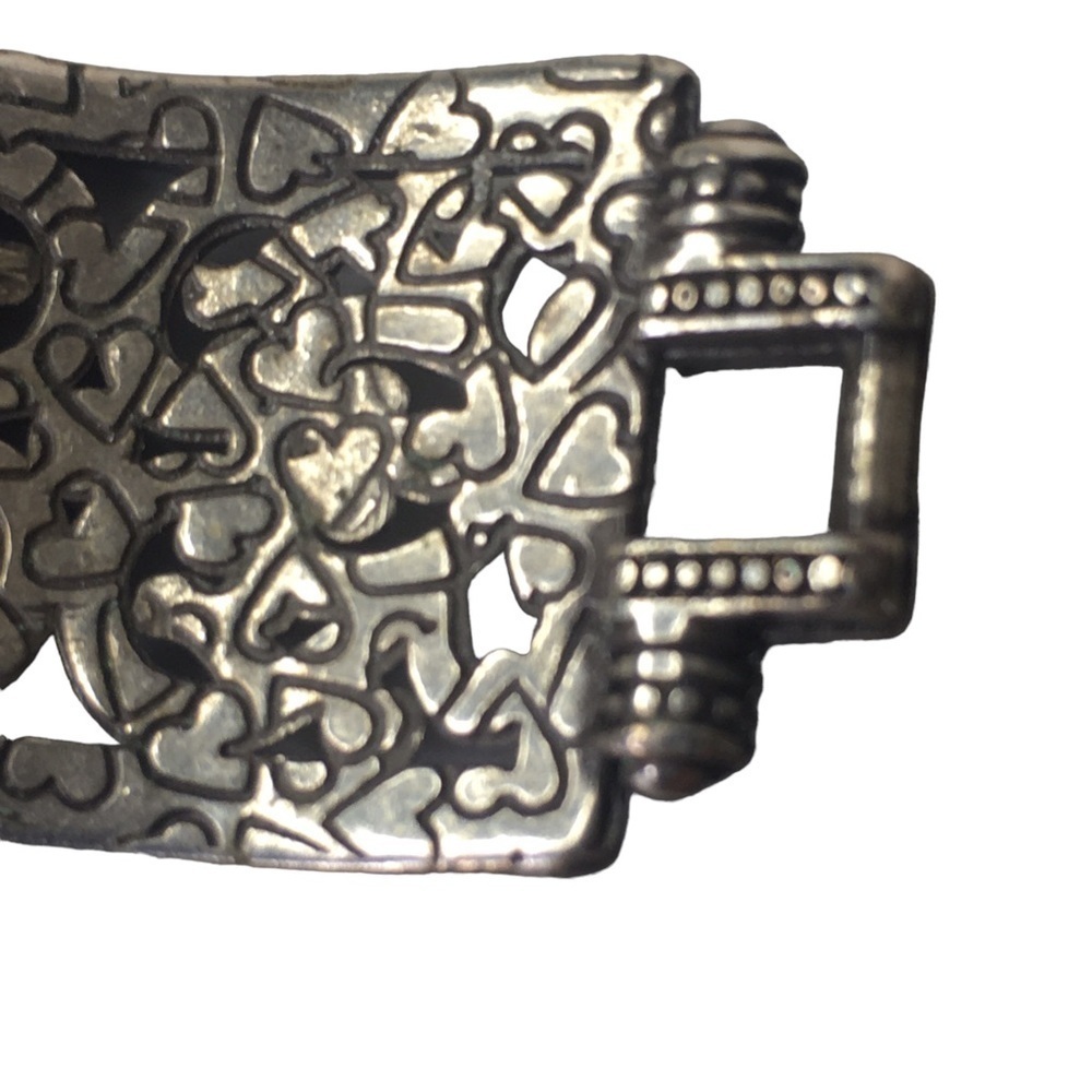 Brighton Vintage "Berkeley" Scroll Link Bracelet Silver Plate Retired Hearts - Picture 7 of 13